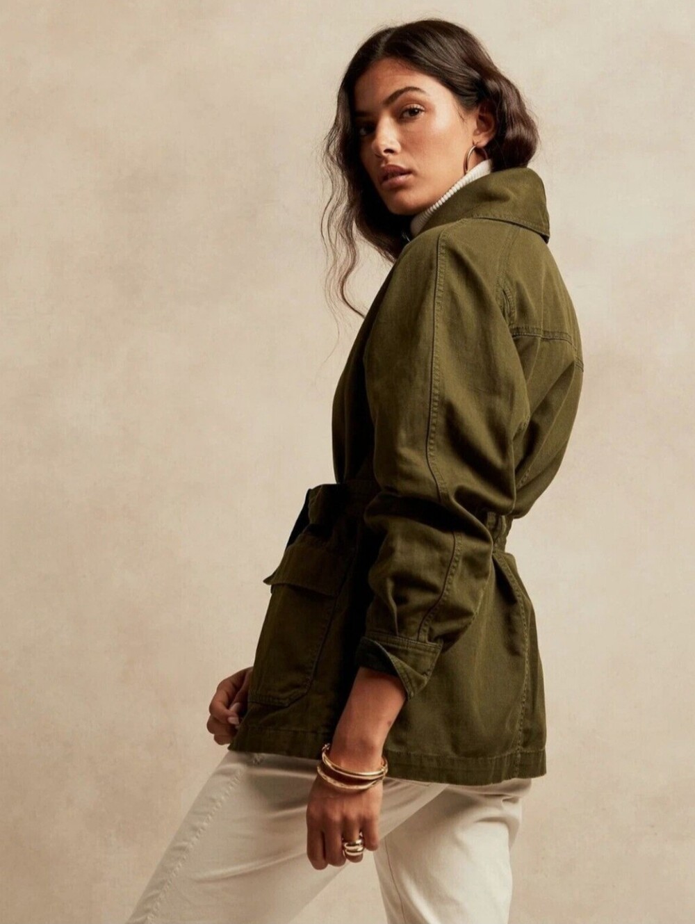 Banana Republic Essential Cargo Jacket Camo Green Sz Small